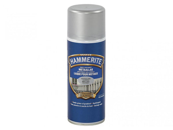 Hammerite Direct to Rust Metal Paint Aerosol High Gloss Silver Grey