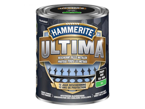 Hammerite Ultima metal paint Mat 0.25L RAL9005 Black